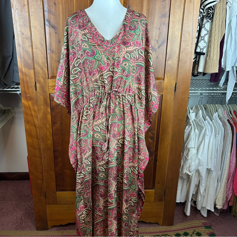 NEW India Boutique Paisley Print Maxi Kaftan Dress Women’s One Size Beachy Boho